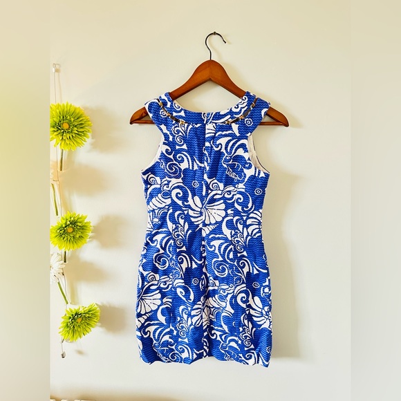 Lilly Pulitzer | Blue Tide Pools Beaded Shift Dress - Picture 3 of 15